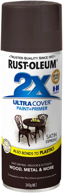 Rust-Oleum 2X Ultra Cover Satin Espresso spray paint, 340g