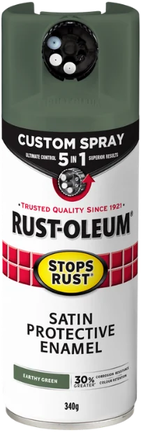Rust-Oleum Stops Rust Custom Spray 5 in 1 Satin Protective Enamel in Earthy Green, 340g