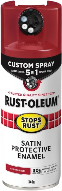 Rust-Oleum Custom Spray 5-in-1 Stops Rust Satin Heritage Red, 340g